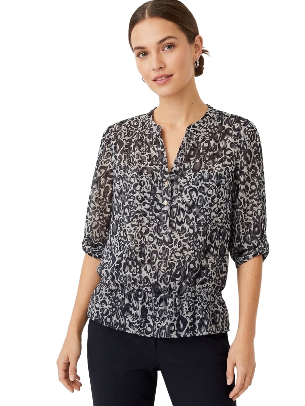 LOFT Ocelot Pattern Blouse